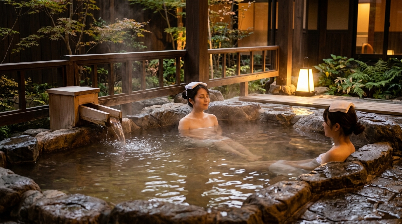 源泉かけ流しの24時間大浴場