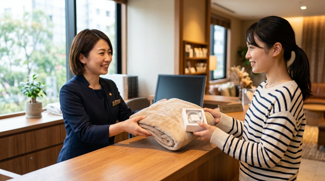 貸出品（充電器・毛布）の写真も確認