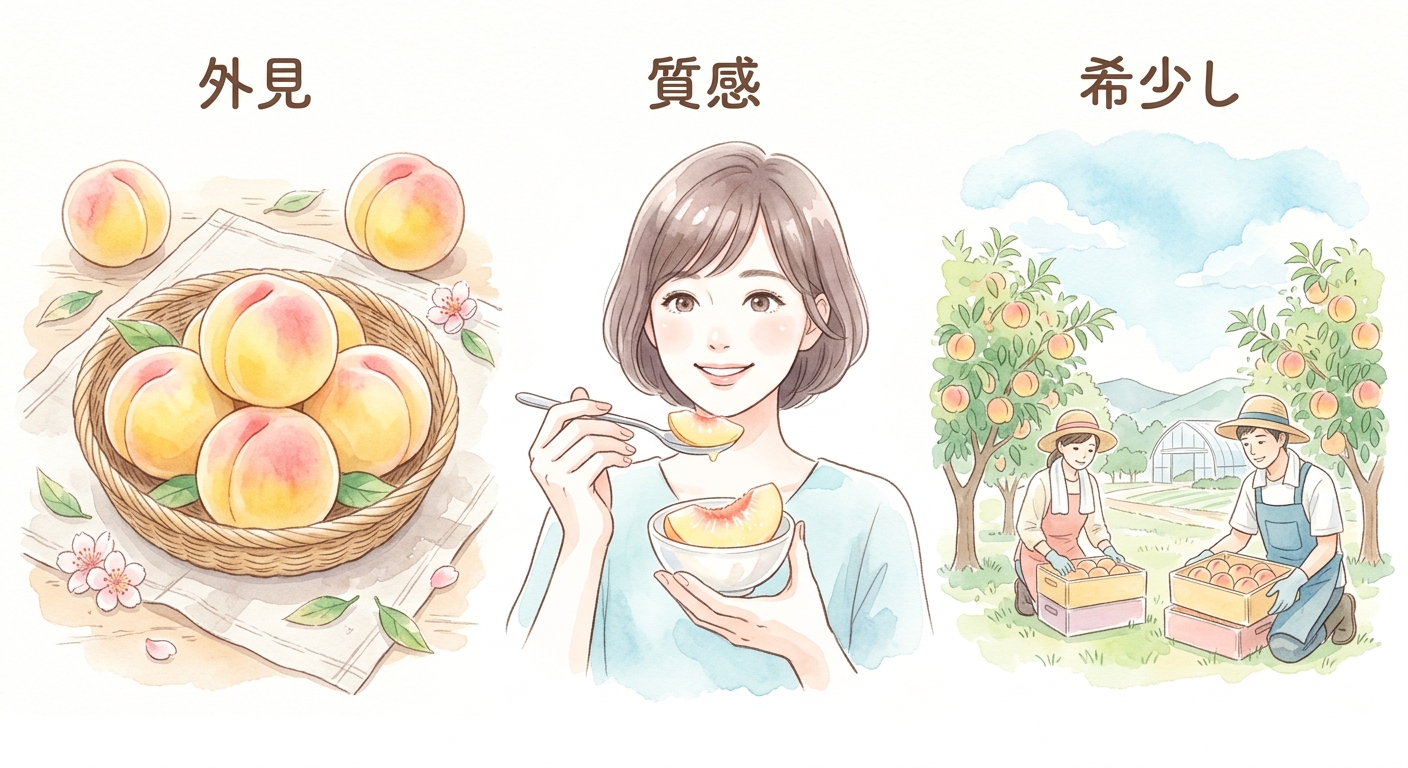 黄金桃の見た目、食感、希少性