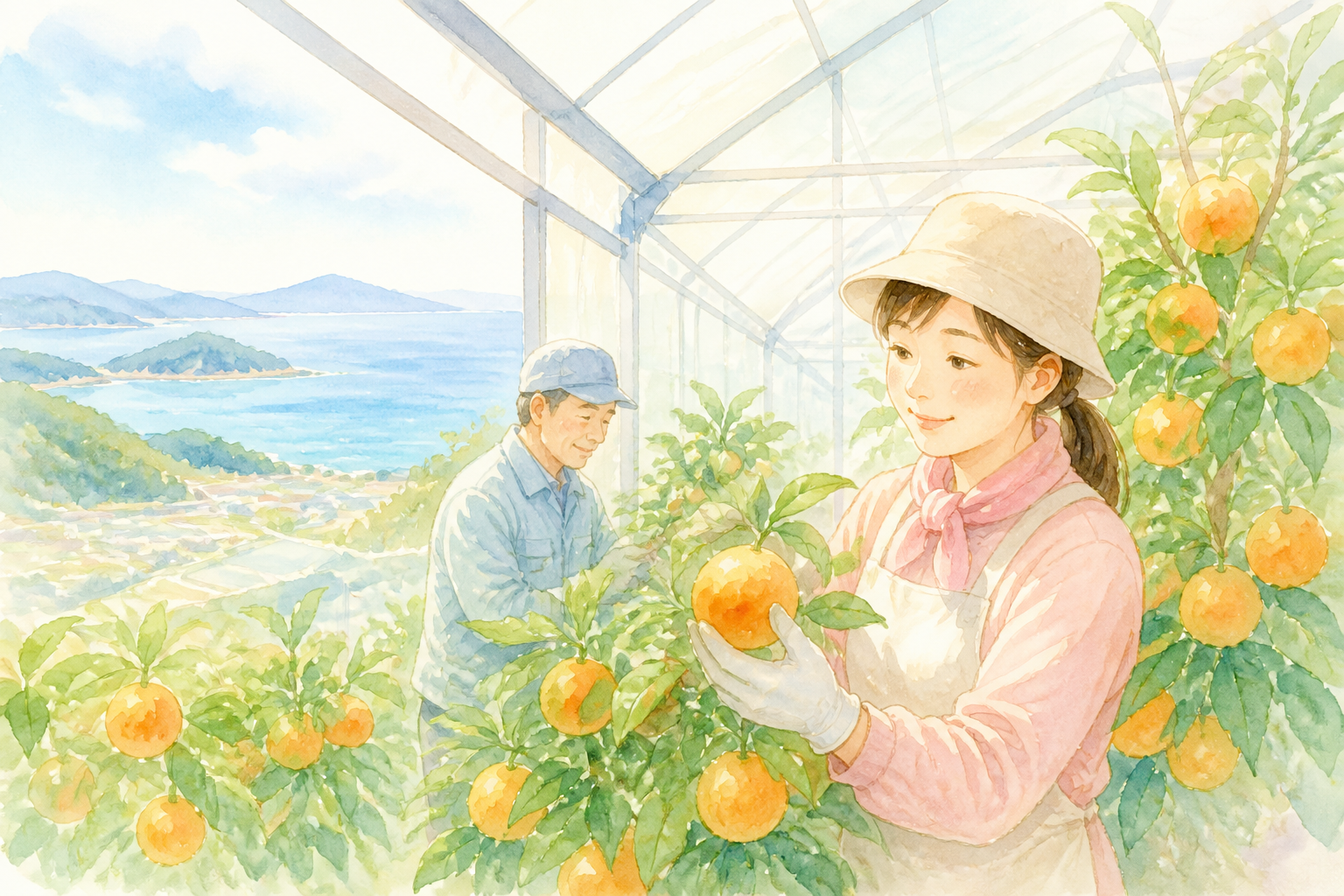 愛媛県産紅まどんなのビニールハウス栽培風景