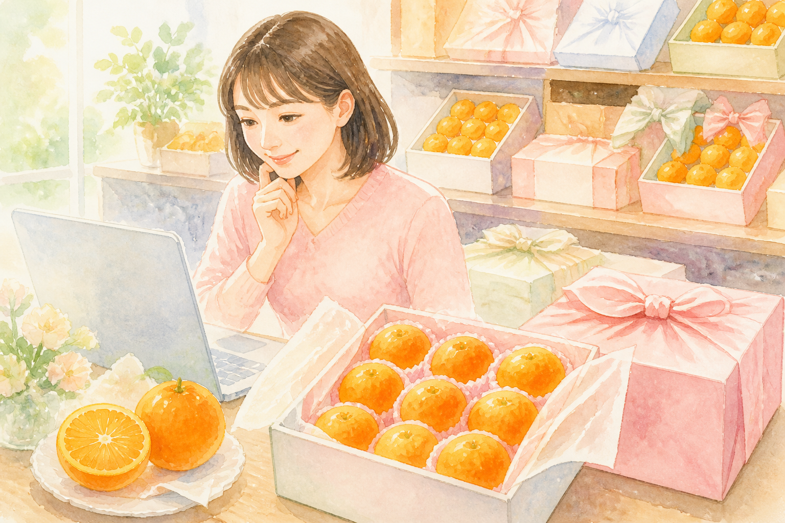 紅まどんな、柑橘類、箱、価格、秤、ラベル