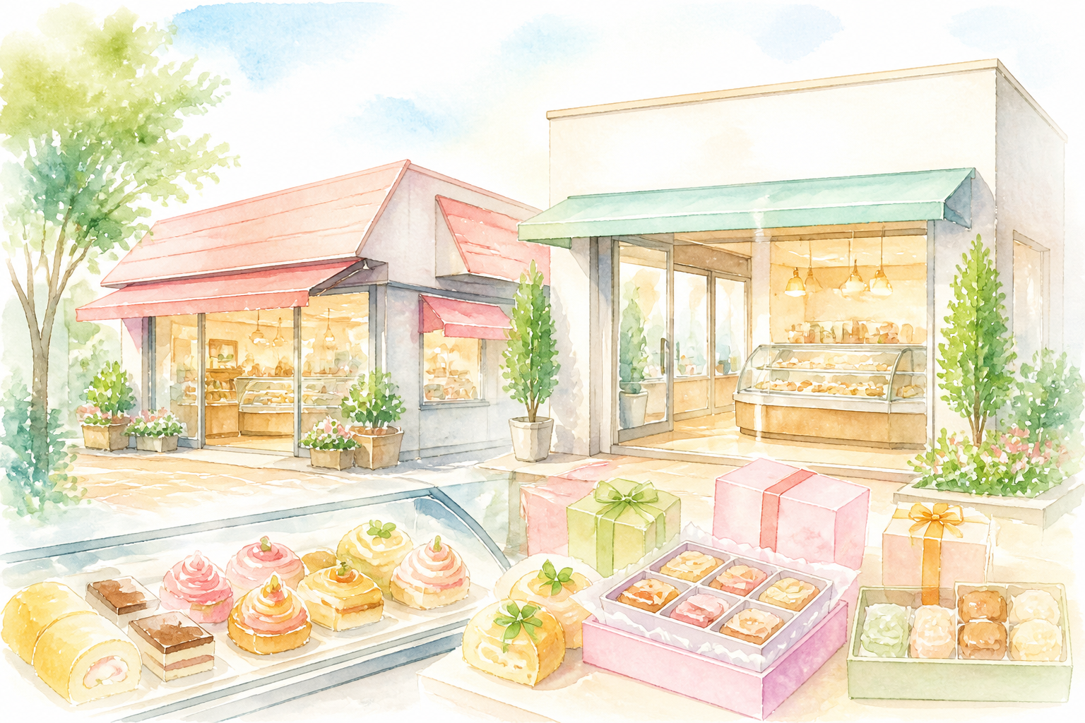相模原の菓子工房、店舗外観、街並み