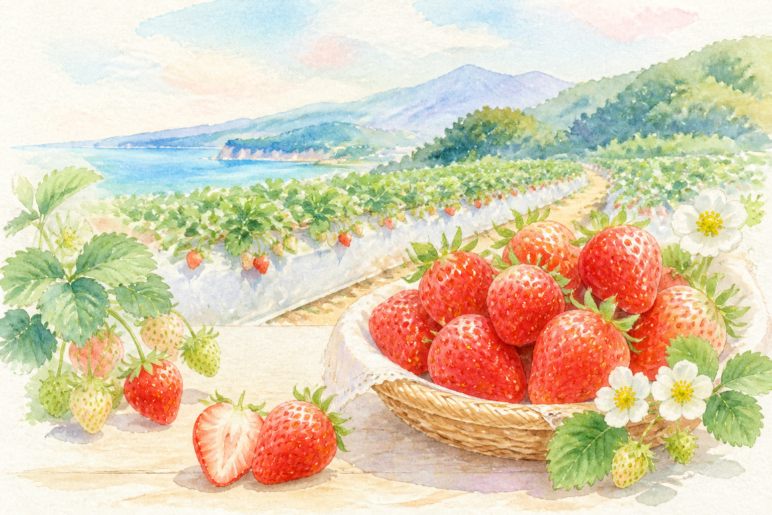 いちご農園、いちご畑、いちご、直売所