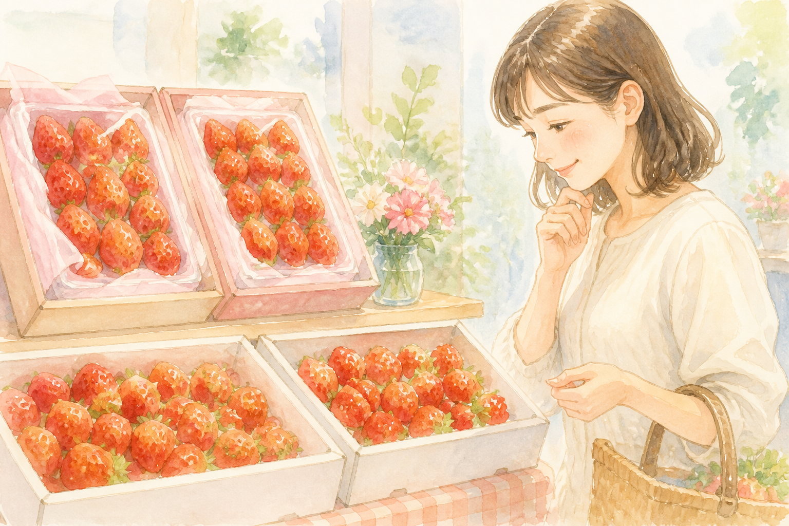 いちごのギフトボックス、いちごの盛り合わせ、いちご畑